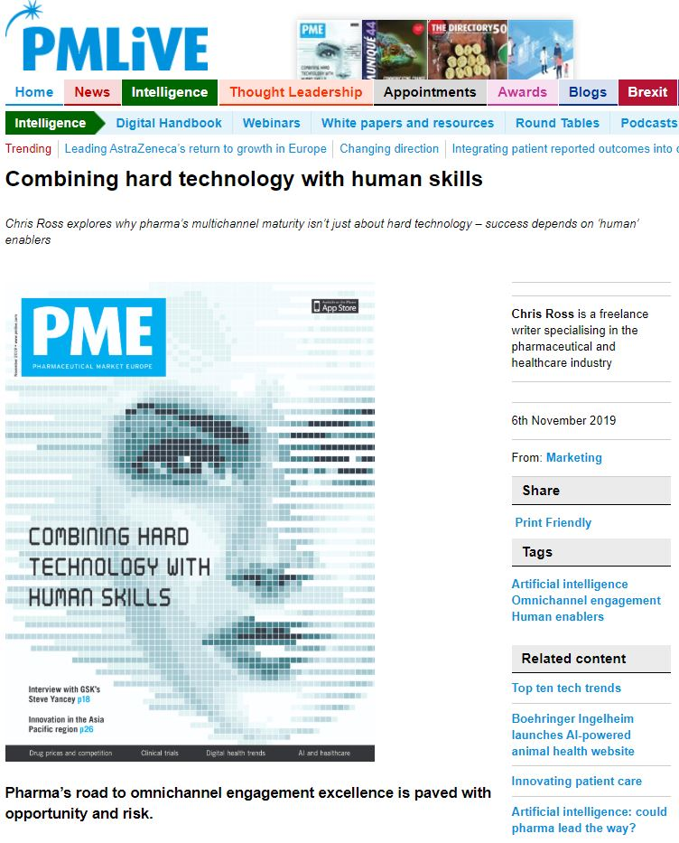 PMLive cover - Combining hard technology with human skills